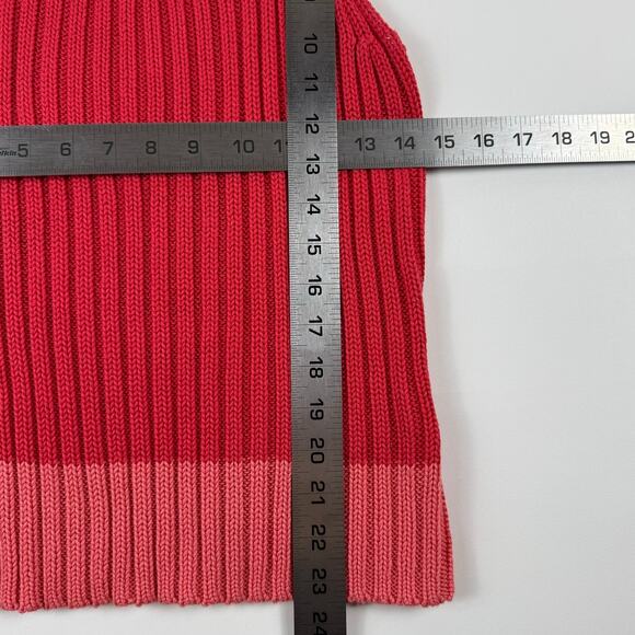 Y2K Coral/Salmon Ribbed Knit Sweater Coastal Tank Top - Picture 3 of 5